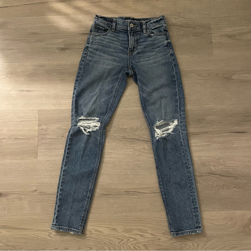 American Eagle Outfitters Blue Ripped 90s Skinny Women's Jeans Size 0